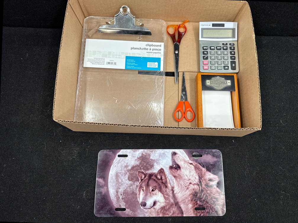 Wolf Plate, Clipboard, Calculator, Scissors, Harley  Paper Pad Holder