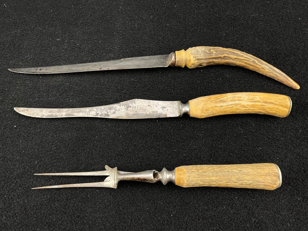 Antique Antler Handle Carving Set