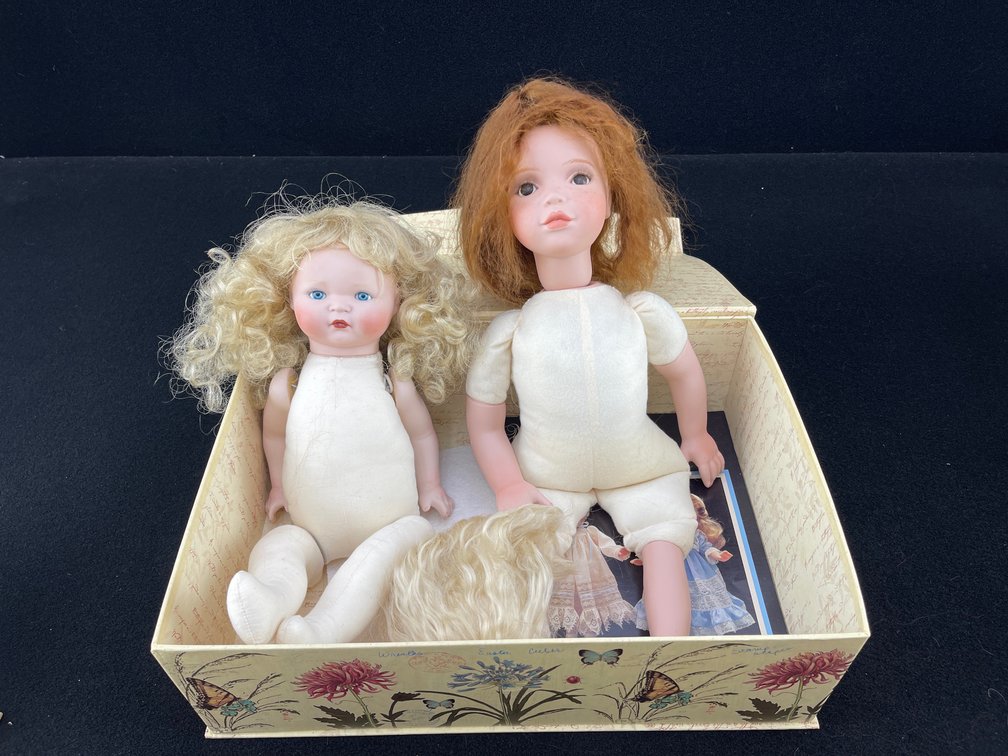 Porcelain and Cloth Dolls with Wigs and Clothing Patterns