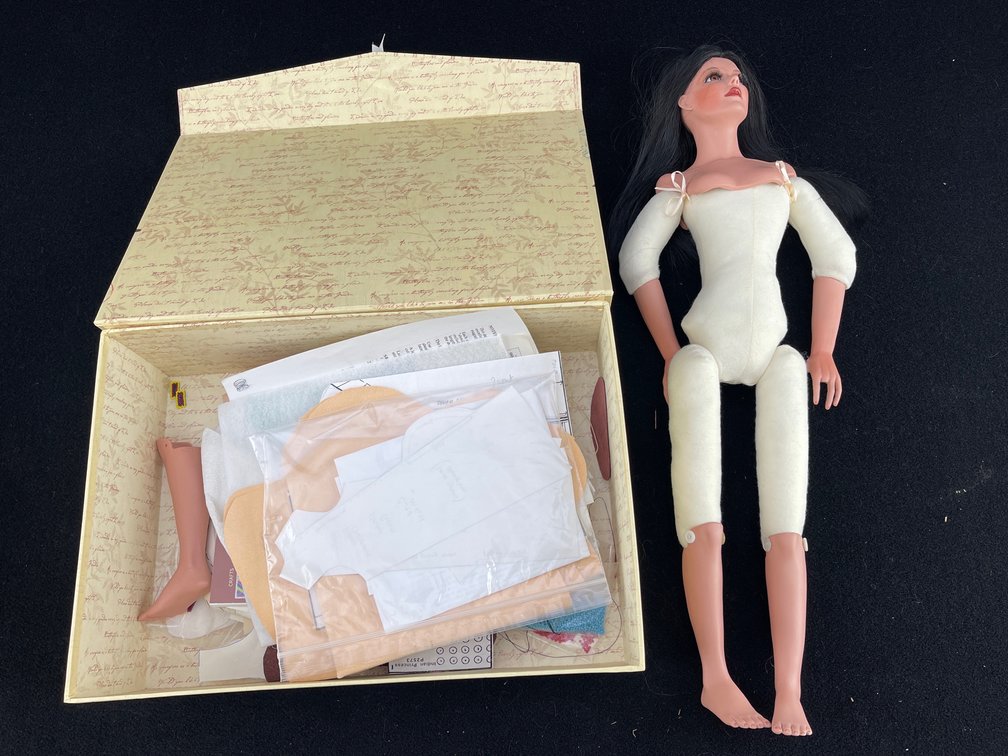 Porcelain and Cloth Native American Doll with Accessories