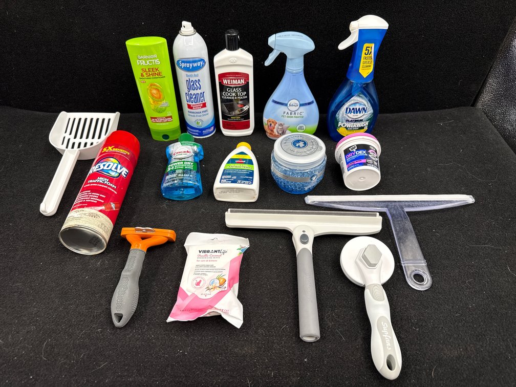Cleaning Chemicals, Squeegees, Dog Brushes, Litter Scoop