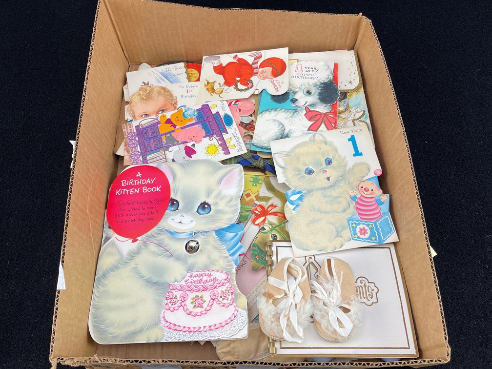 Vintage Celebration Cards and Baby Shoes