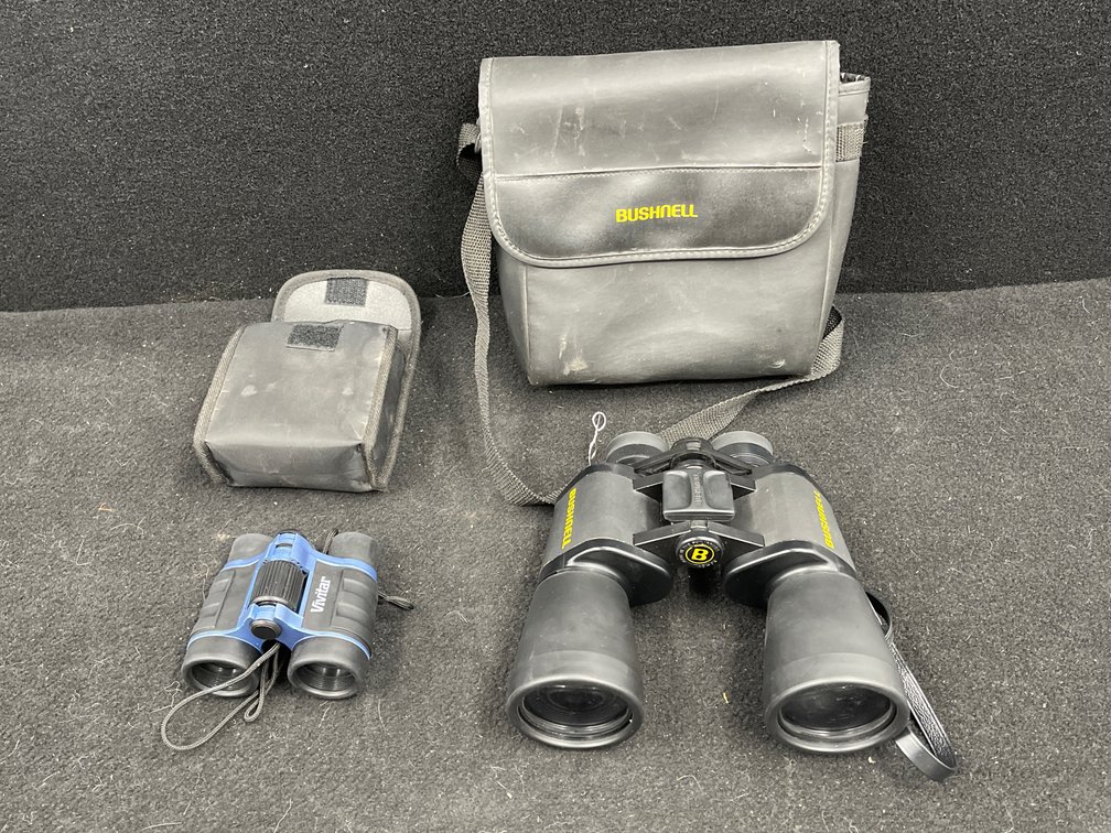 2 Binoculars Sets Bushnell, & Vivitar