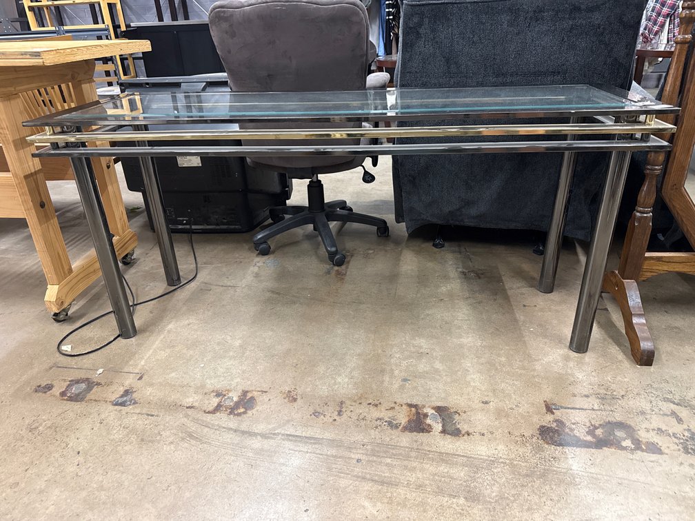 Vintage Mid-Century Styled Glass Console Table