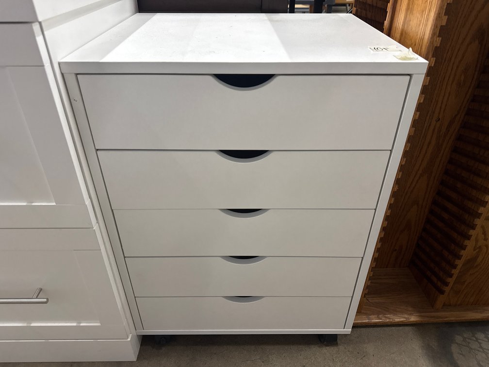 5 Drawer Rolling Wood Storage Cabinet