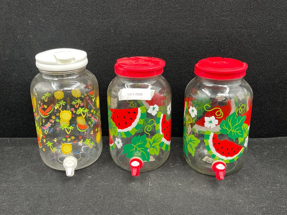 2 Glass Decanters, & Plastic Decanter