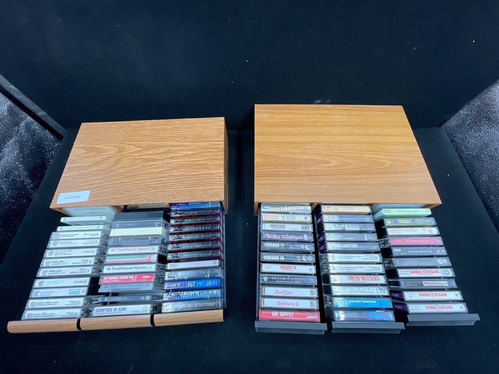 2 Cassette Tape Holders & Cassette Tapes