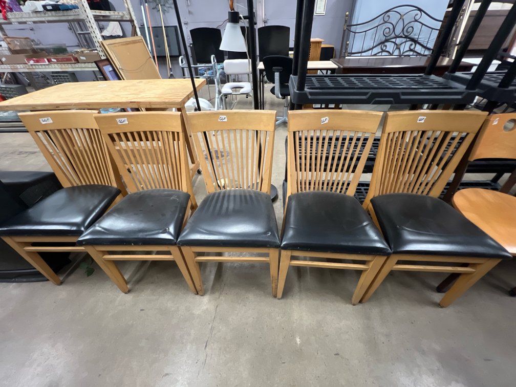 5 Padded Wooden Chairs