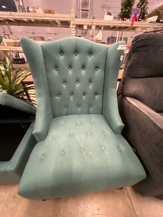 Teal High-Back Fabric Club Chair