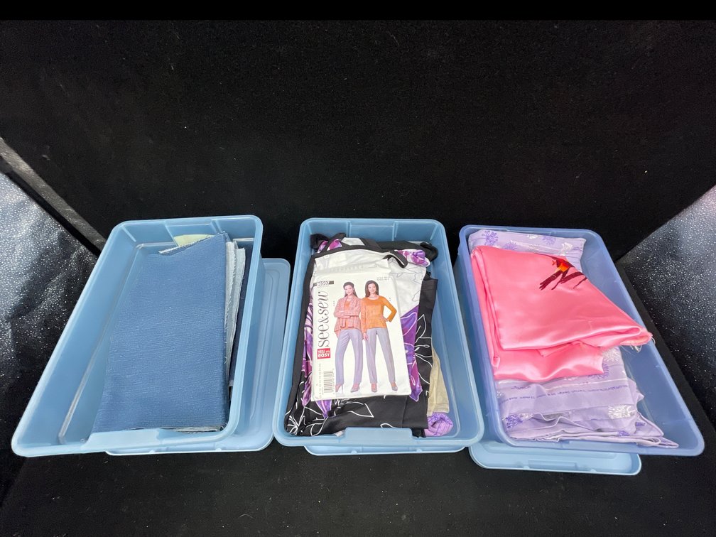3 Boxes of Fabric/Patterns