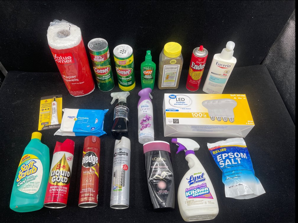 Cleaning Chemicals, Light Bulbs, Paper Towels