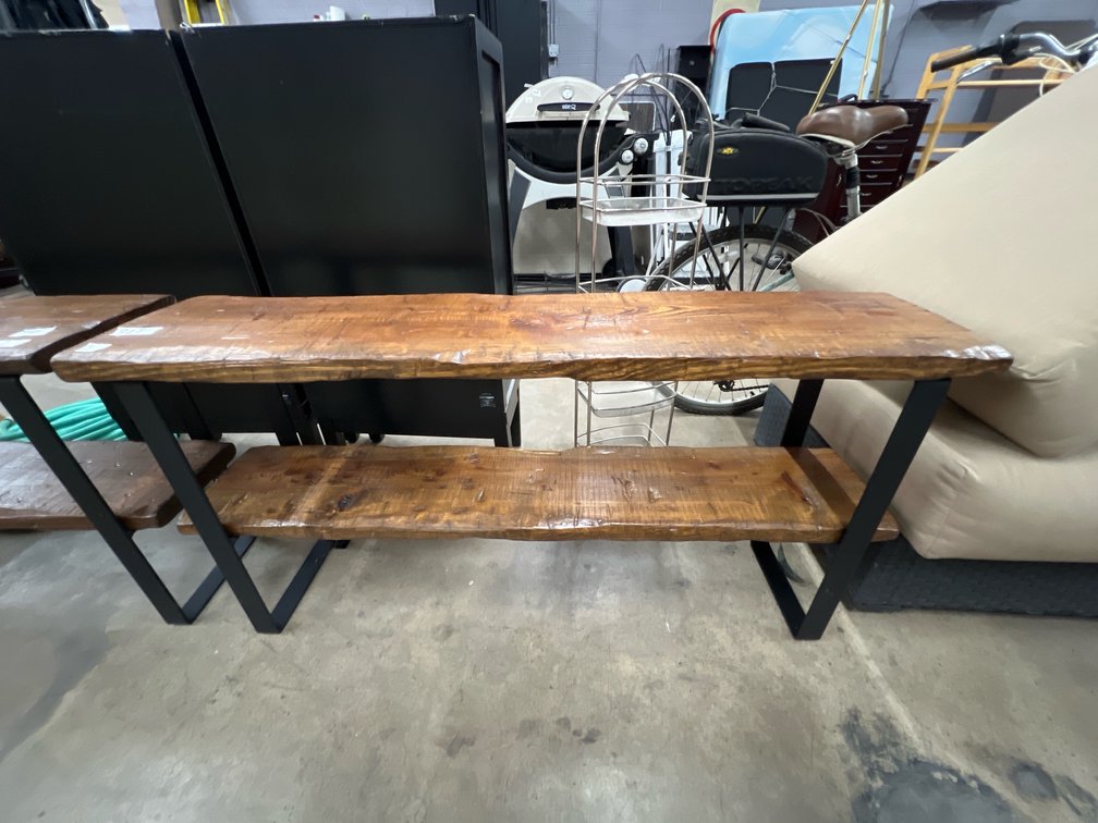 Rustic Industrial Style Live Edge Wood Console