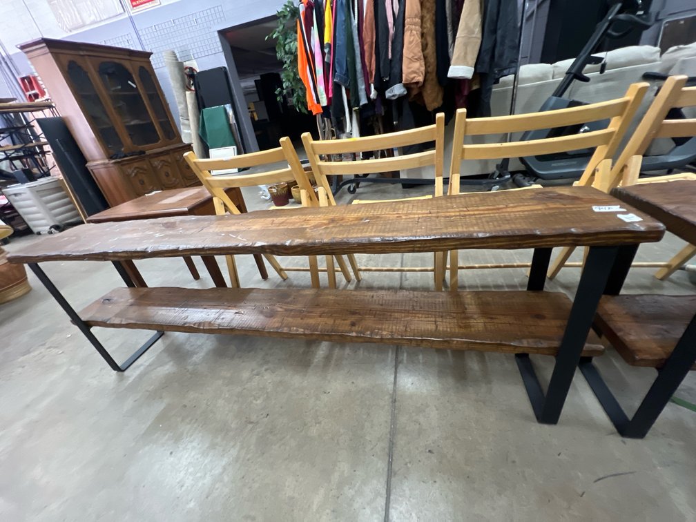Rustic Industrial Style Live Edge Wood Console