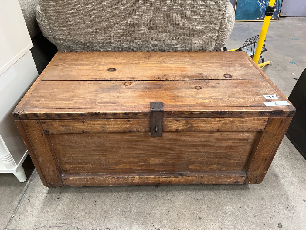 Solid Wood Storage Trunk on Wheels