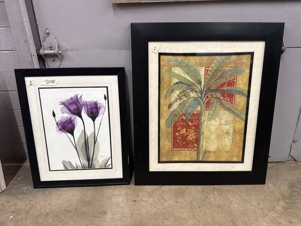 Signed Flower Picture & Palm Tree Picture