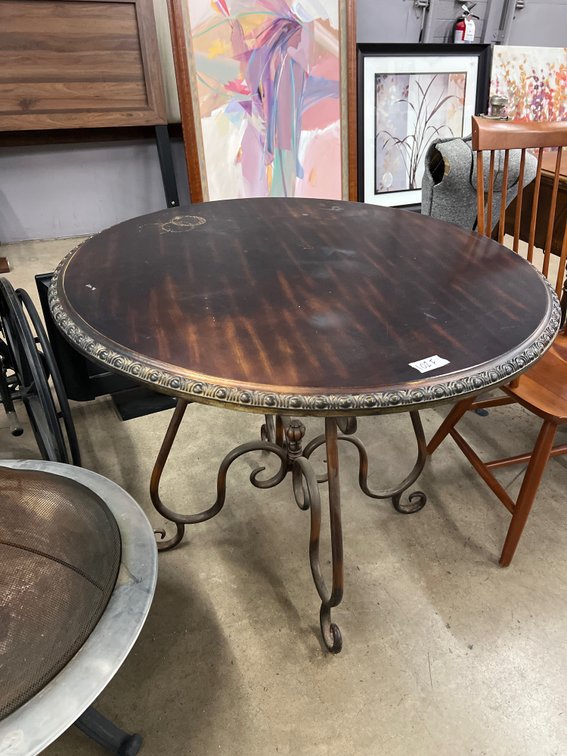 Round Wooden/Wrought Iron Accent Table