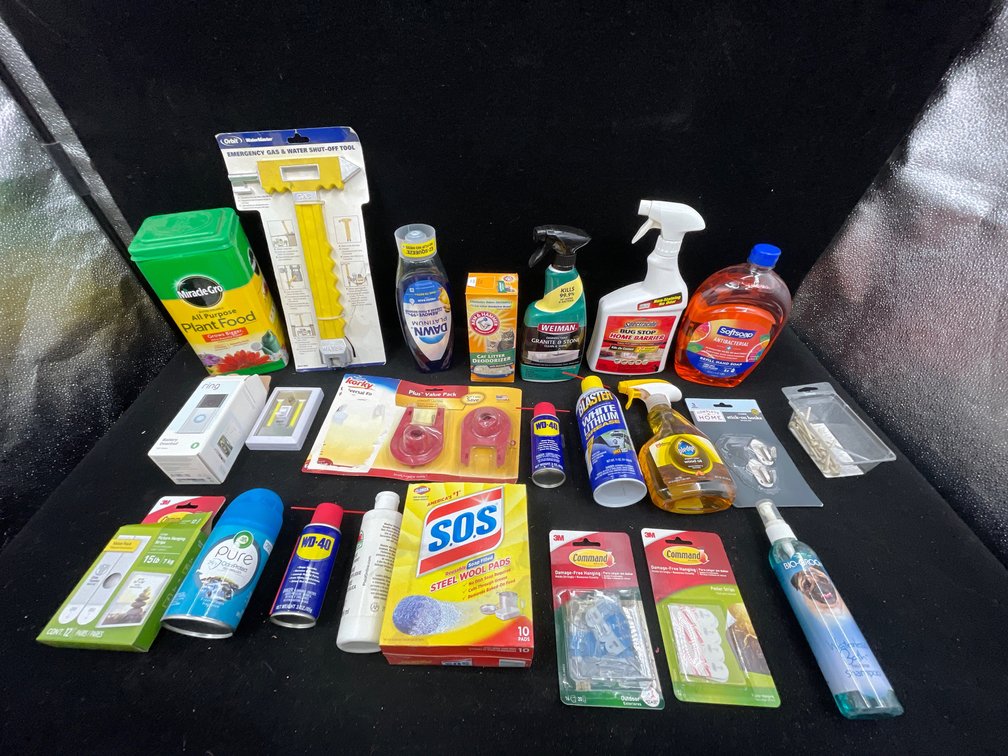 Box Of Cleaning Chemicals, & A Shut-Off Tool