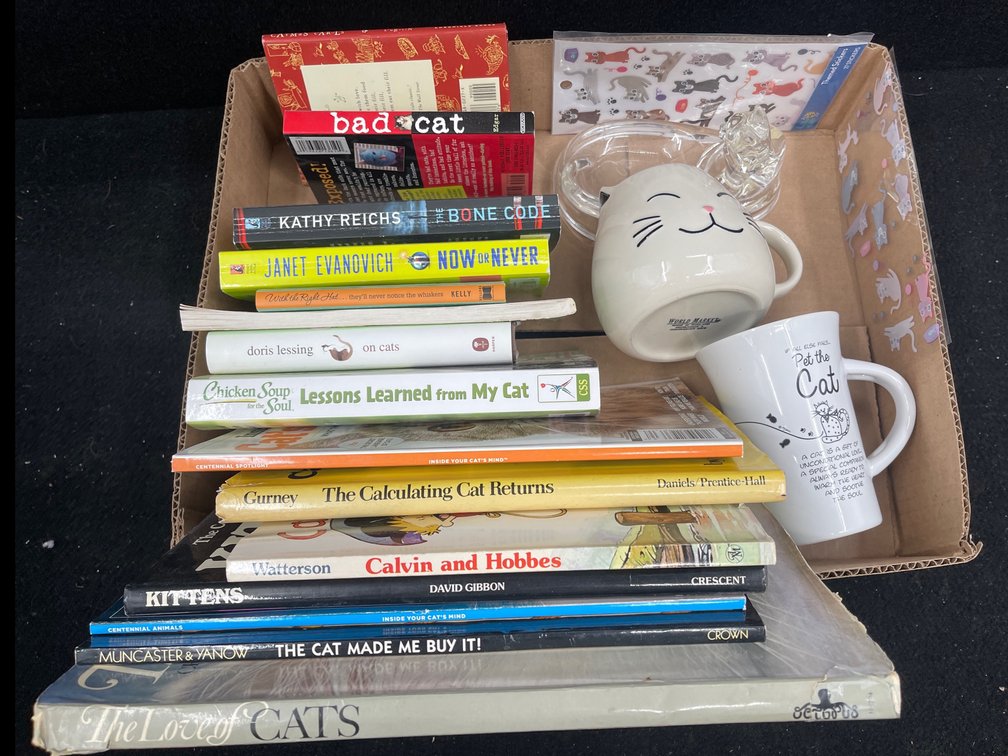 Books, Cat Mugs, Cat Soap Holder, Cat Stickers