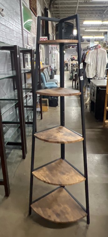 Wood and Metal Corner Shelf