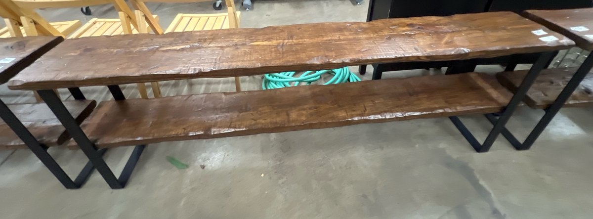 Rustic Industrial Style Live Edge Wood Console