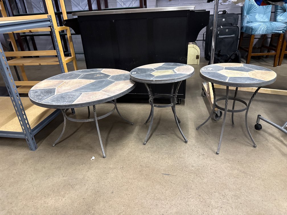 Stone Top Side Tables and Coffee Table