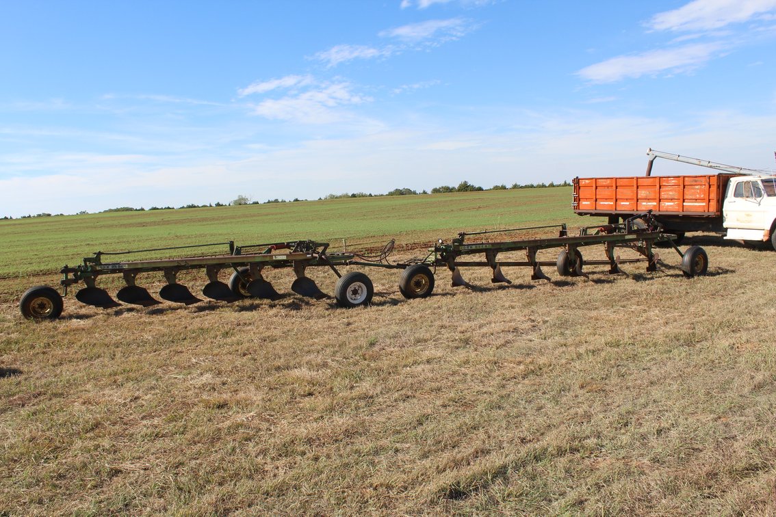 2 John Deere 6 Bottom Plow Hooked Together