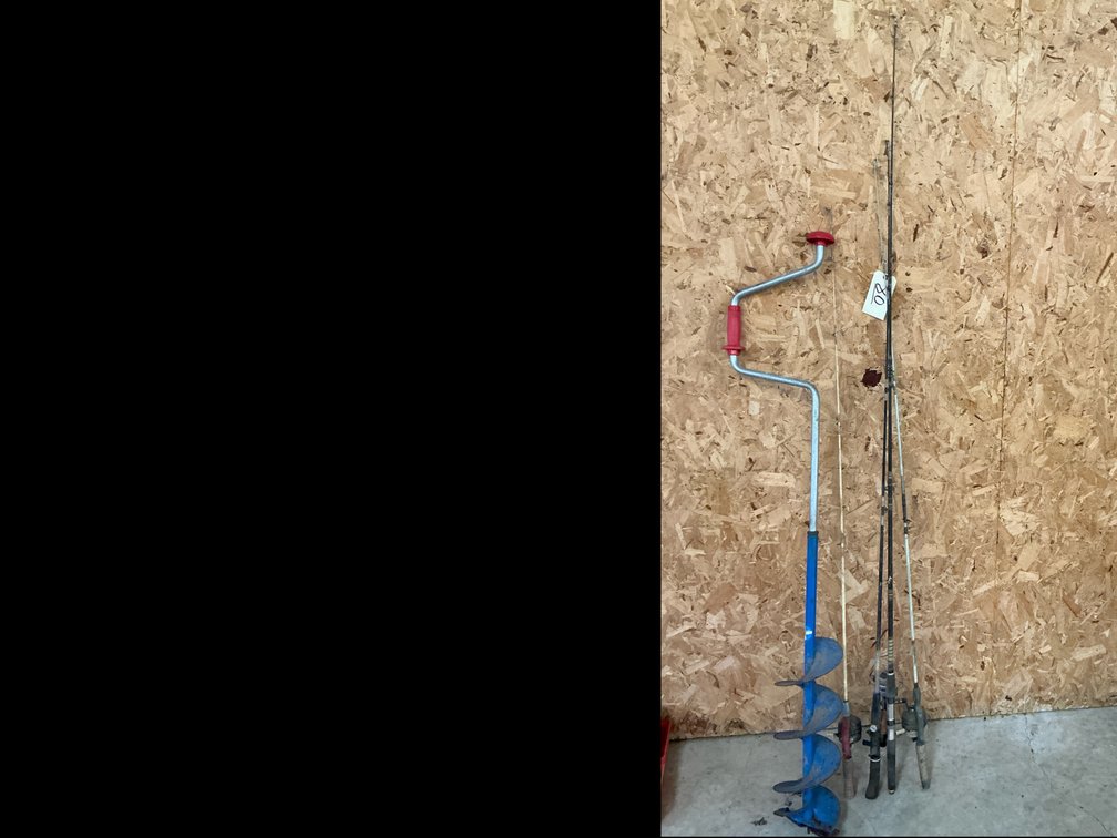 Fishing poles and ice auger