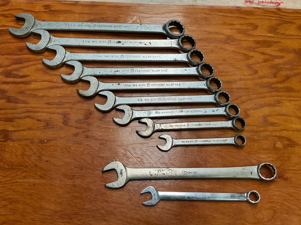 Challenger and Snap on wrenches, partial sets
