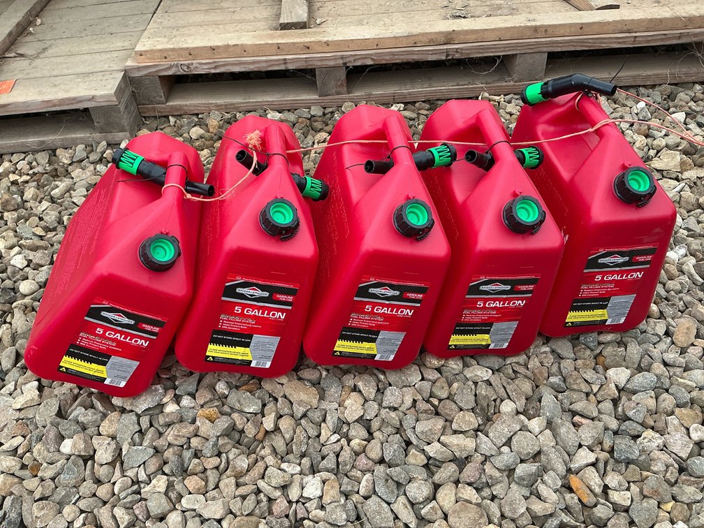 (5) New 5 gal gas cans