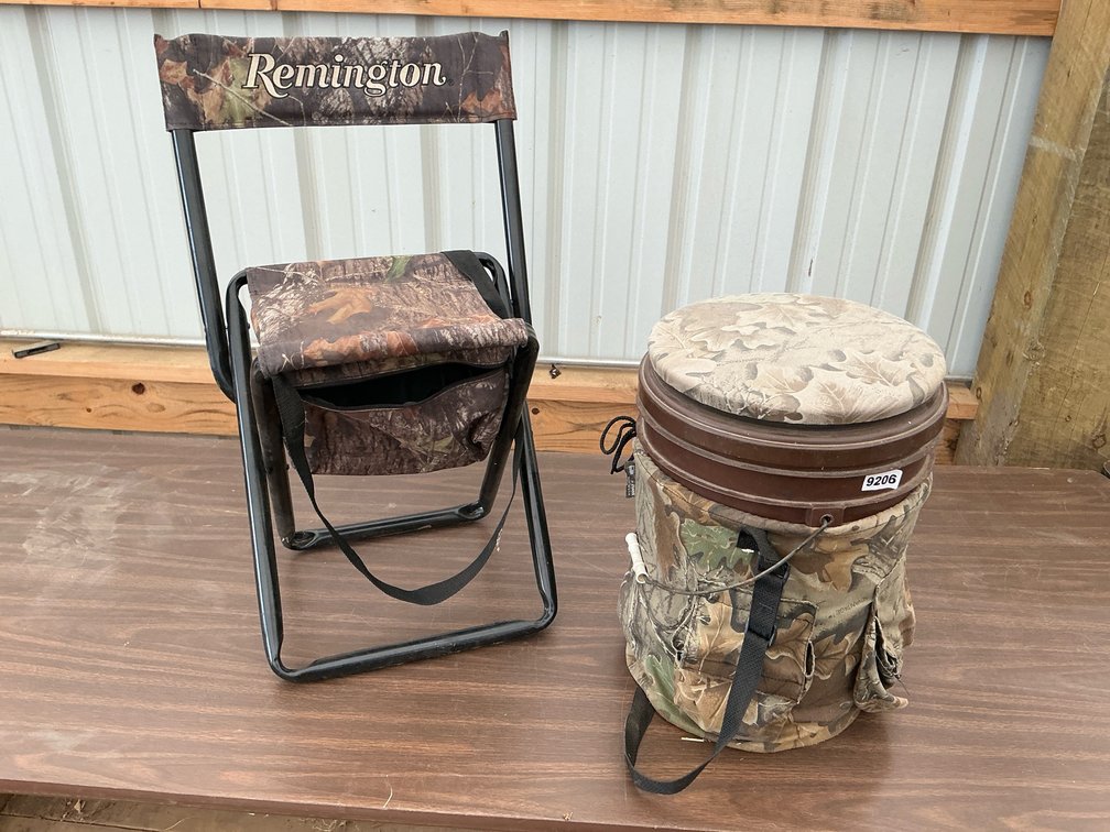 5 gal Camo hunting bucket with swive seat and camo folding chair