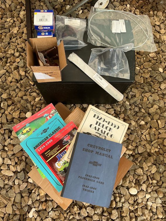 Misc parts and manuals for 1946/1947 chevy pickup