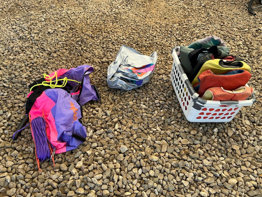 tube, rope, harness, life jackets