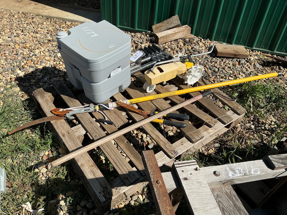 Hand tools, tractor sprinkler, toilet, boat step