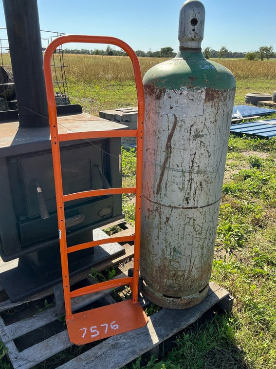 100# propane tank and 2 wheel cart