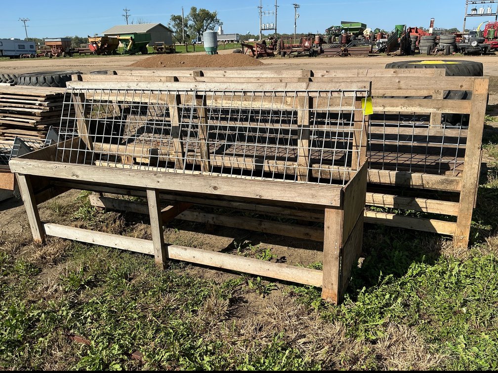 (3) wooden premier design sheep fenceline feeders