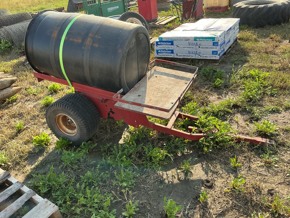 55 gal water barrell on small trailer