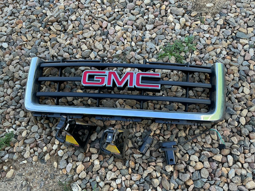 2 ton jack stands, GMC grill cover, receiver cover lighted,