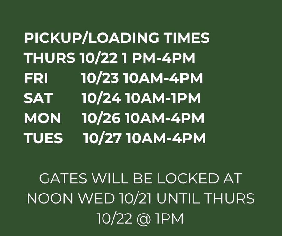 PICKUP/LOADOUT TIMES