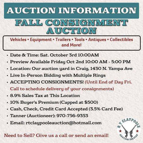 Image for Live Fall Consignment Auction
