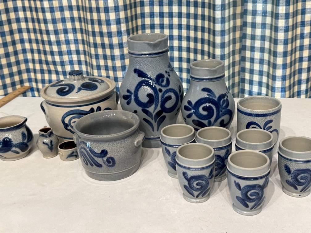 Vintage German & Wisconsin Salt-Glazed Stoneware Pottery Collection – Blue Cobalt Design