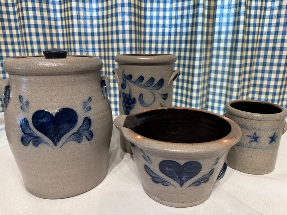Set of 4 Rowe Pottery Salt-Glazed Stoneware Pieces – 1993, 1994 & 1996