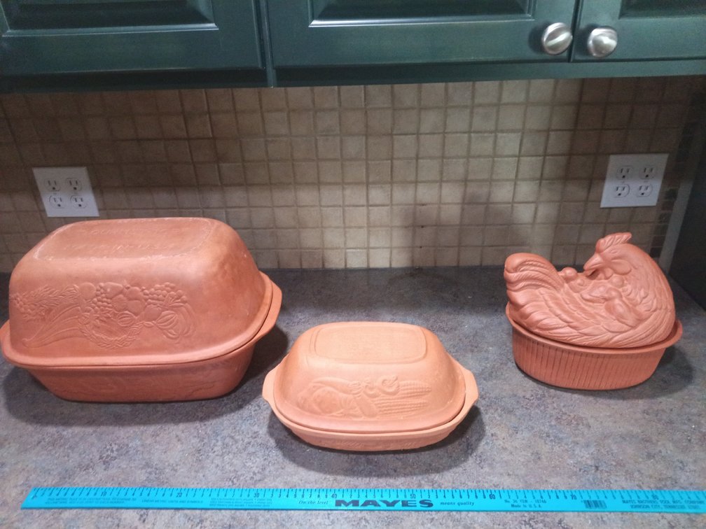 Vintage Gourmet-Topf Terracotta Clay Bakeware – Set of 3 – Made in USA