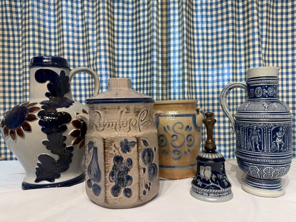 Vintage German Salt-Glazed Stoneware Pottery Collection – 5 Pieces