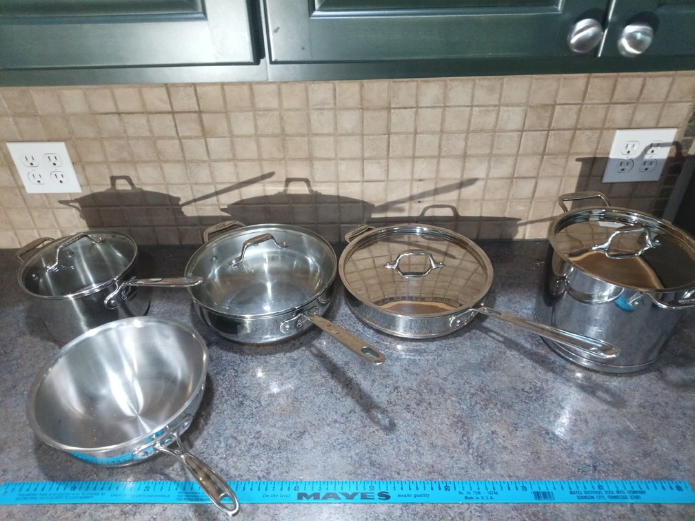 All-Clad, Calphalon & Emeril Stainless Steel Cookware – 5-Piece Lot with Lids