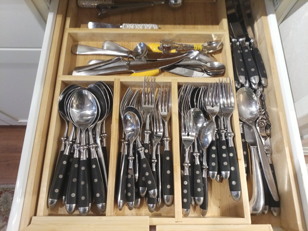 Vintage Rostfrei Bistro-Style Stainless Steel Flatware Set with Black Handles & Miscellaneous Silverware