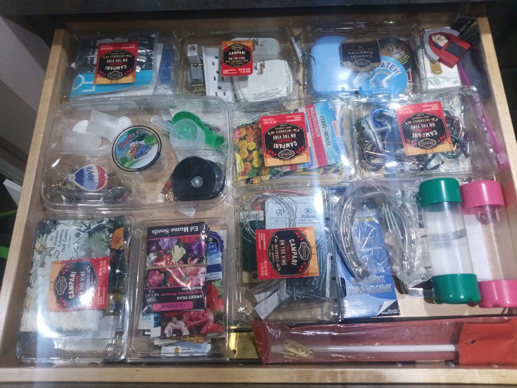 Large Five Drawer Household, Kitchen, Hardware, Tool & Craft Supply Lot