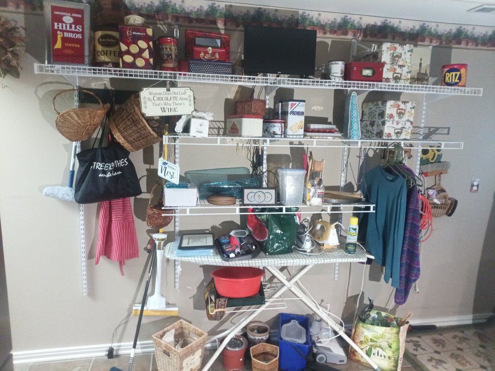Large Household Wire Rack Misc Lot – Storage Tins, Baskets, Small Appliances & More