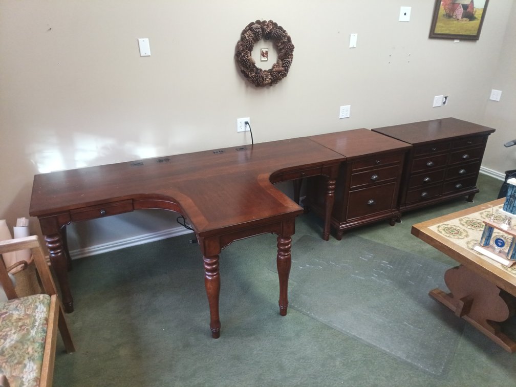 Three-Piece Executive Desk & Matching Drawer Cabinet Set