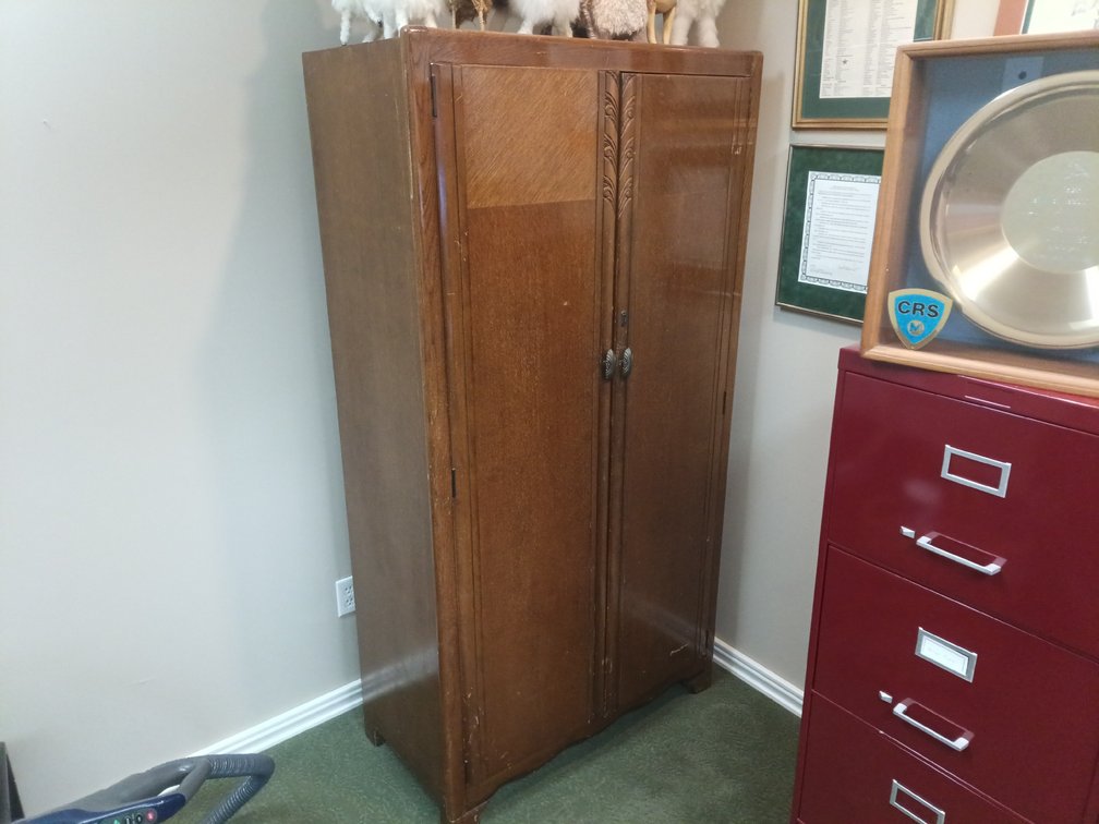 Vintage Lebus Furniture Wooden Double-Door Wardrobe & Storage Armoire