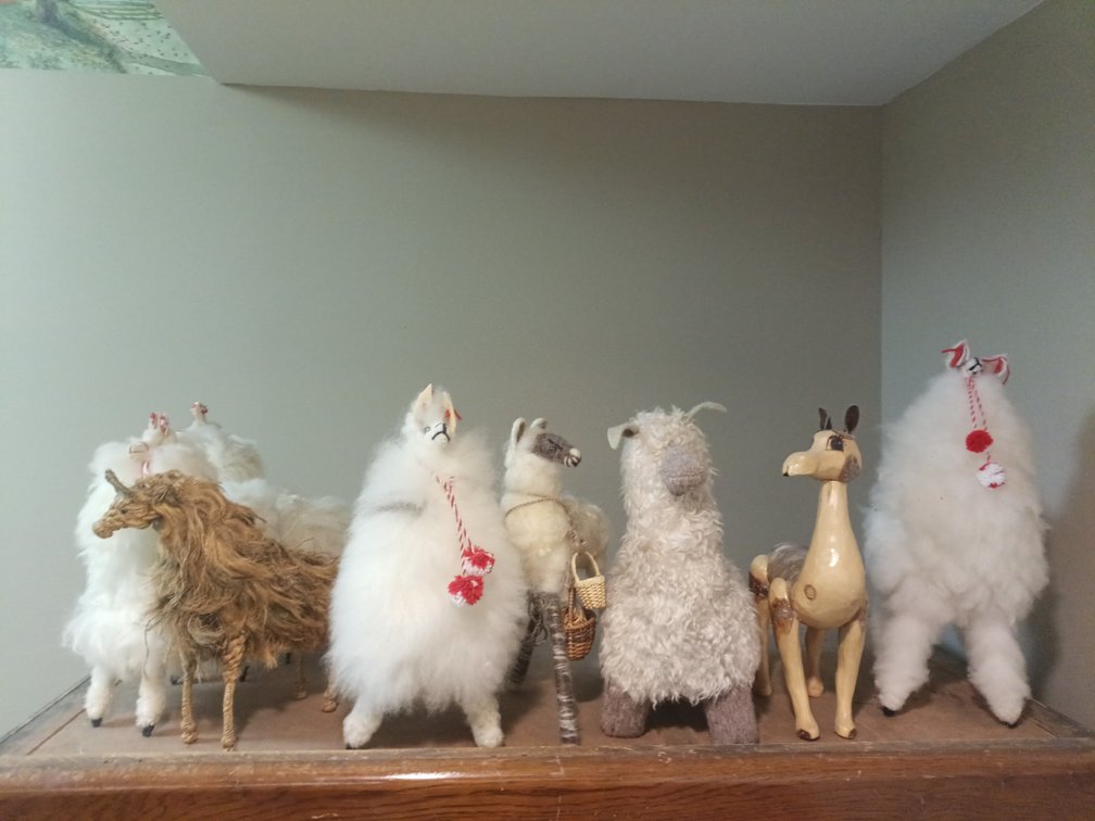 Set of 8 Decorative Llama Figurines – Real Fur & Handcrafted Alaska Souvenirs
